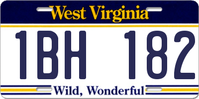 WV license plate 1BH182
