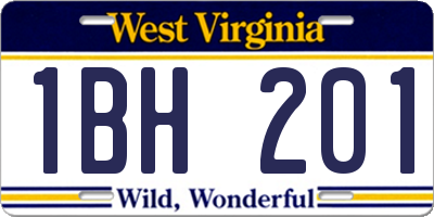 WV license plate 1BH201