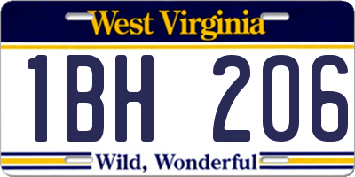 WV license plate 1BH206