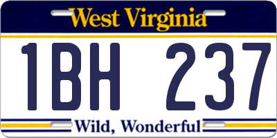 WV license plate 1BH237