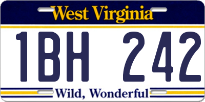 WV license plate 1BH242