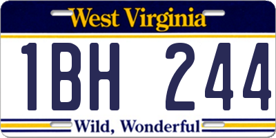 WV license plate 1BH244
