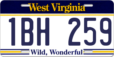 WV license plate 1BH259