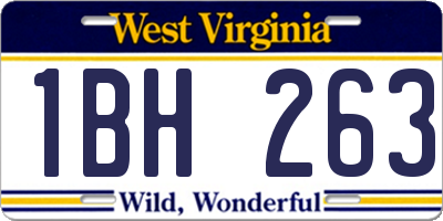 WV license plate 1BH263