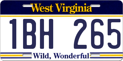 WV license plate 1BH265