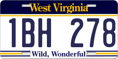 WV license plate 1BH278