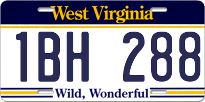 WV license plate 1BH288