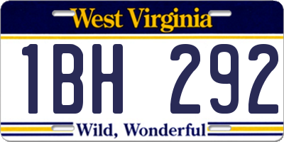 WV license plate 1BH292