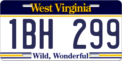 WV license plate 1BH299