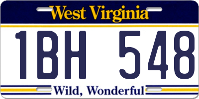 WV license plate 1BH548