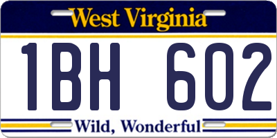 WV license plate 1BH602