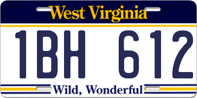 WV license plate 1BH612