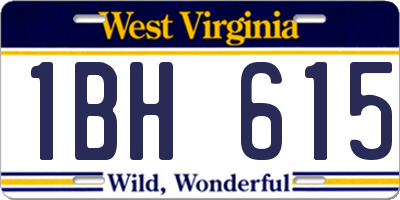 WV license plate 1BH615