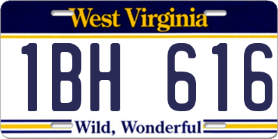 WV license plate 1BH616