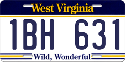 WV license plate 1BH631