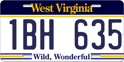 WV license plate 1BH635