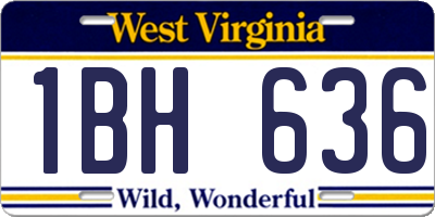 WV license plate 1BH636