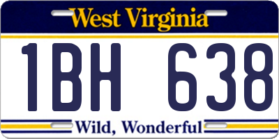 WV license plate 1BH638