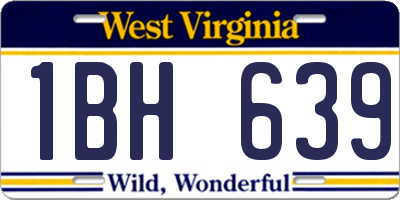 WV license plate 1BH639