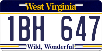 WV license plate 1BH647