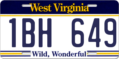 WV license plate 1BH649