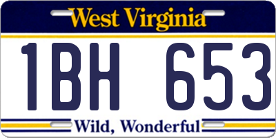 WV license plate 1BH653