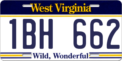 WV license plate 1BH662