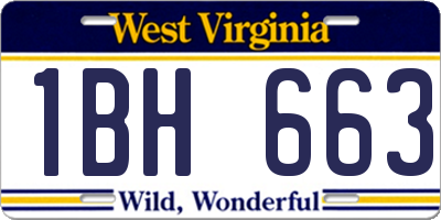 WV license plate 1BH663