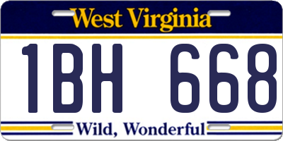 WV license plate 1BH668