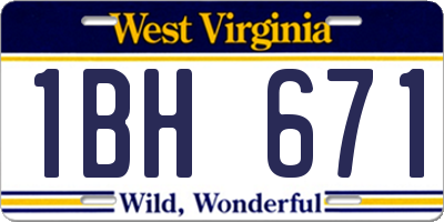 WV license plate 1BH671
