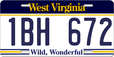 WV license plate 1BH672