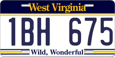 WV license plate 1BH675