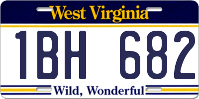 WV license plate 1BH682