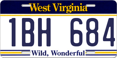 WV license plate 1BH684