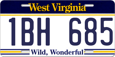 WV license plate 1BH685