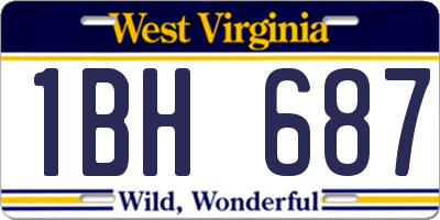 WV license plate 1BH687