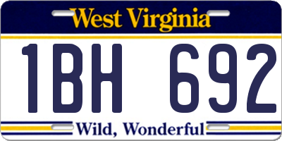 WV license plate 1BH692