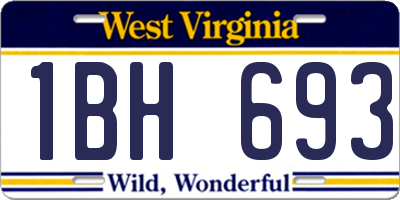 WV license plate 1BH693