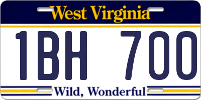 WV license plate 1BH700