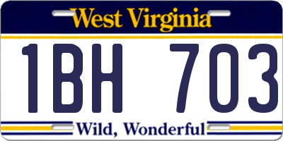 WV license plate 1BH703