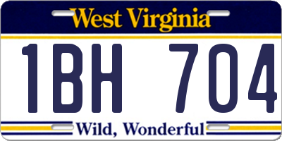 WV license plate 1BH704