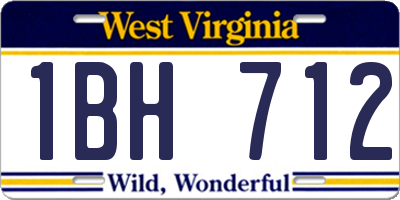 WV license plate 1BH712