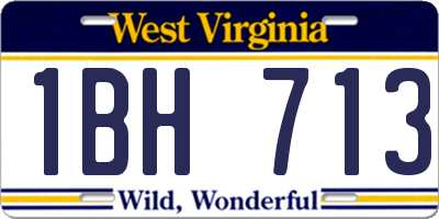 WV license plate 1BH713