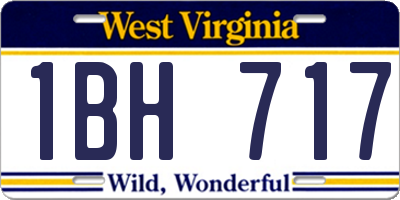 WV license plate 1BH717