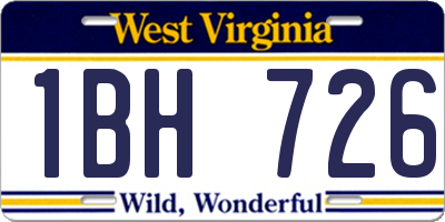 WV license plate 1BH726