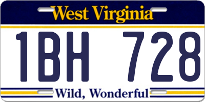 WV license plate 1BH728