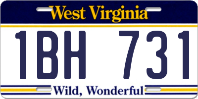 WV license plate 1BH731