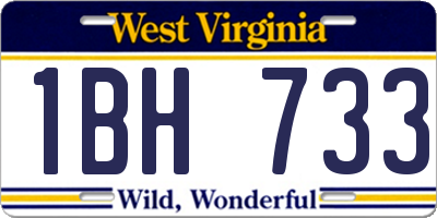WV license plate 1BH733