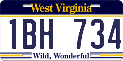 WV license plate 1BH734