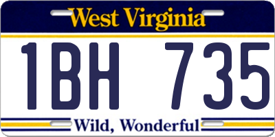 WV license plate 1BH735